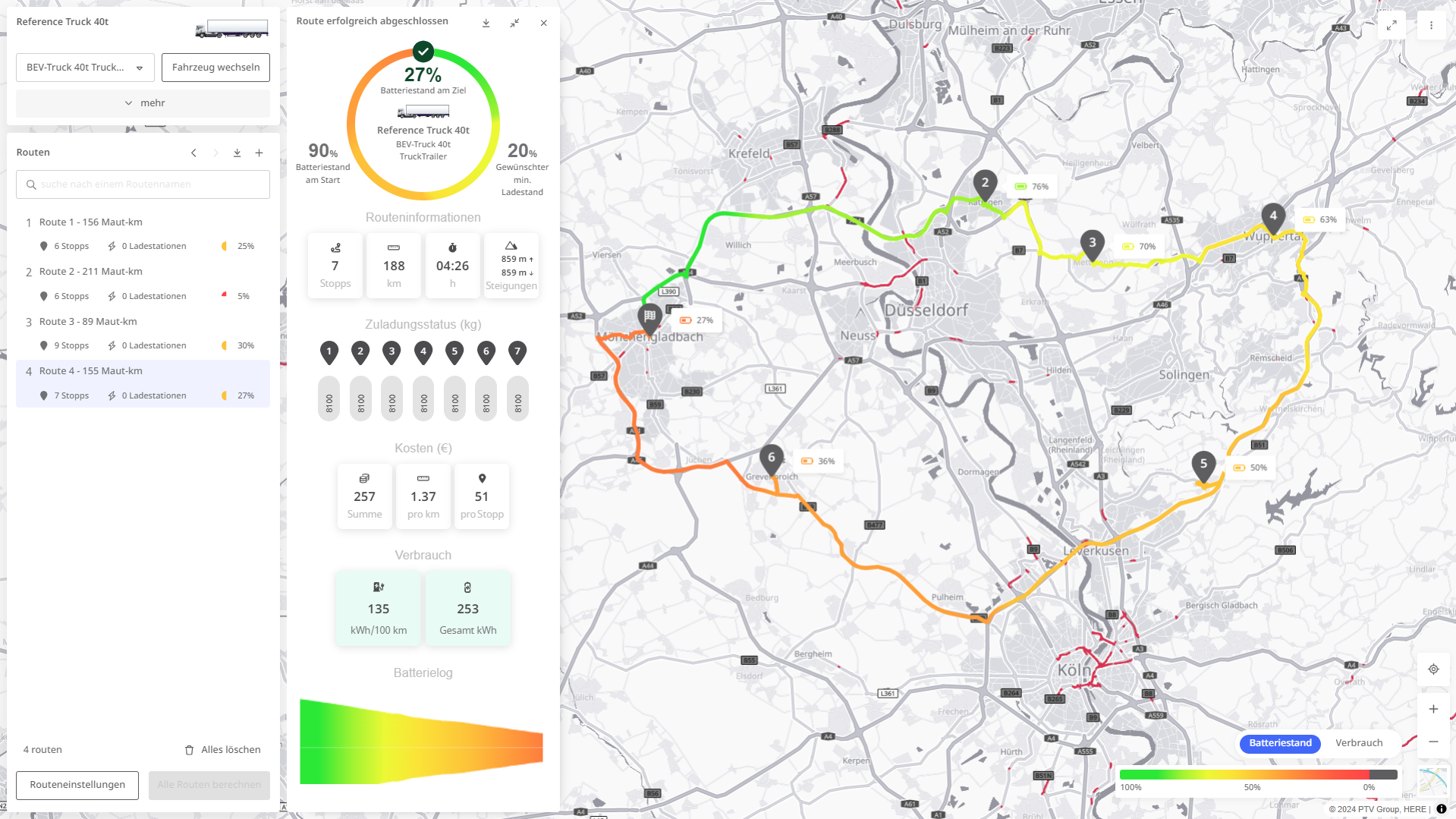 ev truck route planning