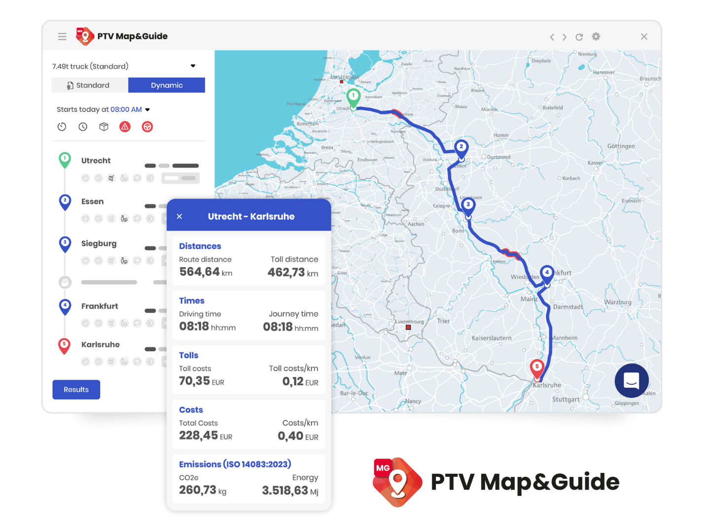 PTV Map&Guide | Truck route planning software