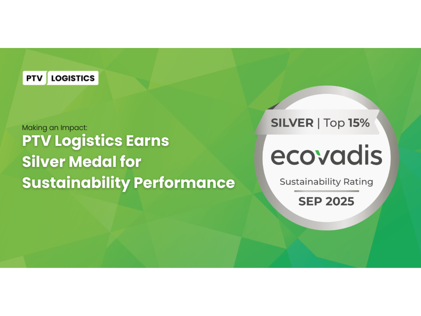 PTV Logistics earns silver medal for sustainability performance