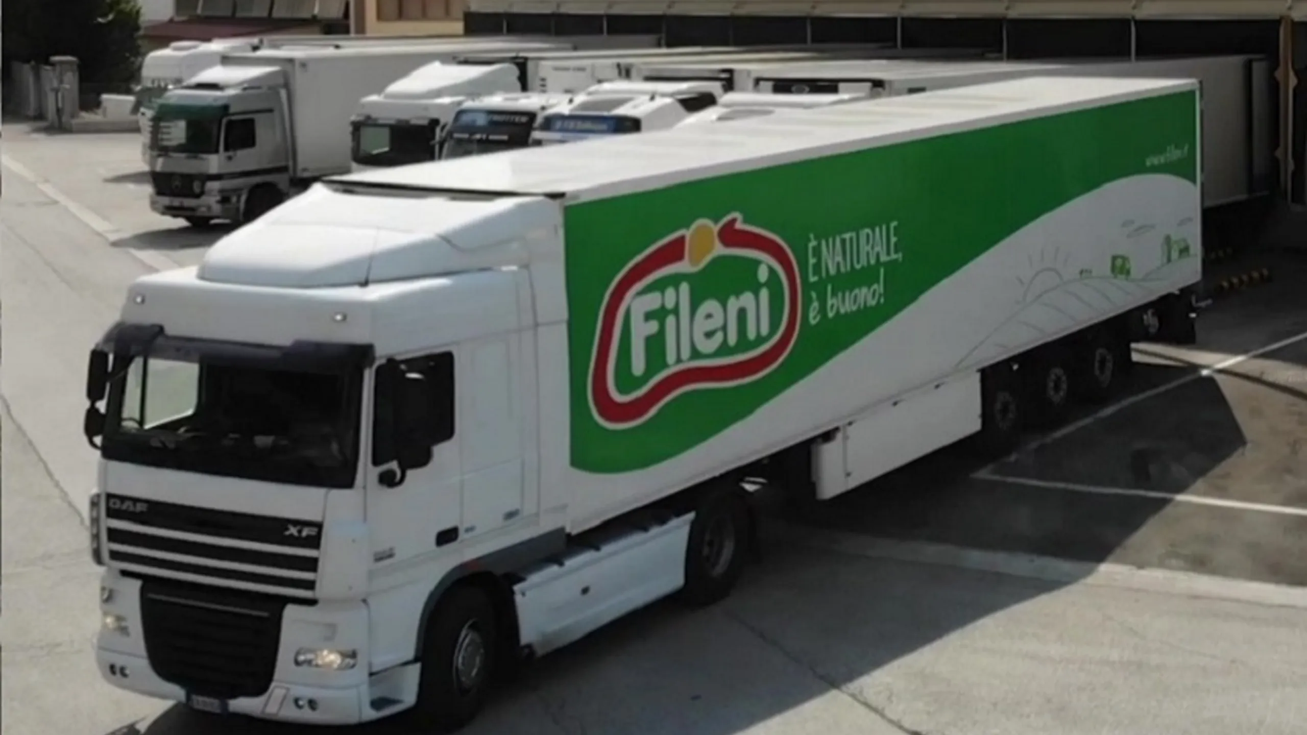 Trucks in front of warehouse