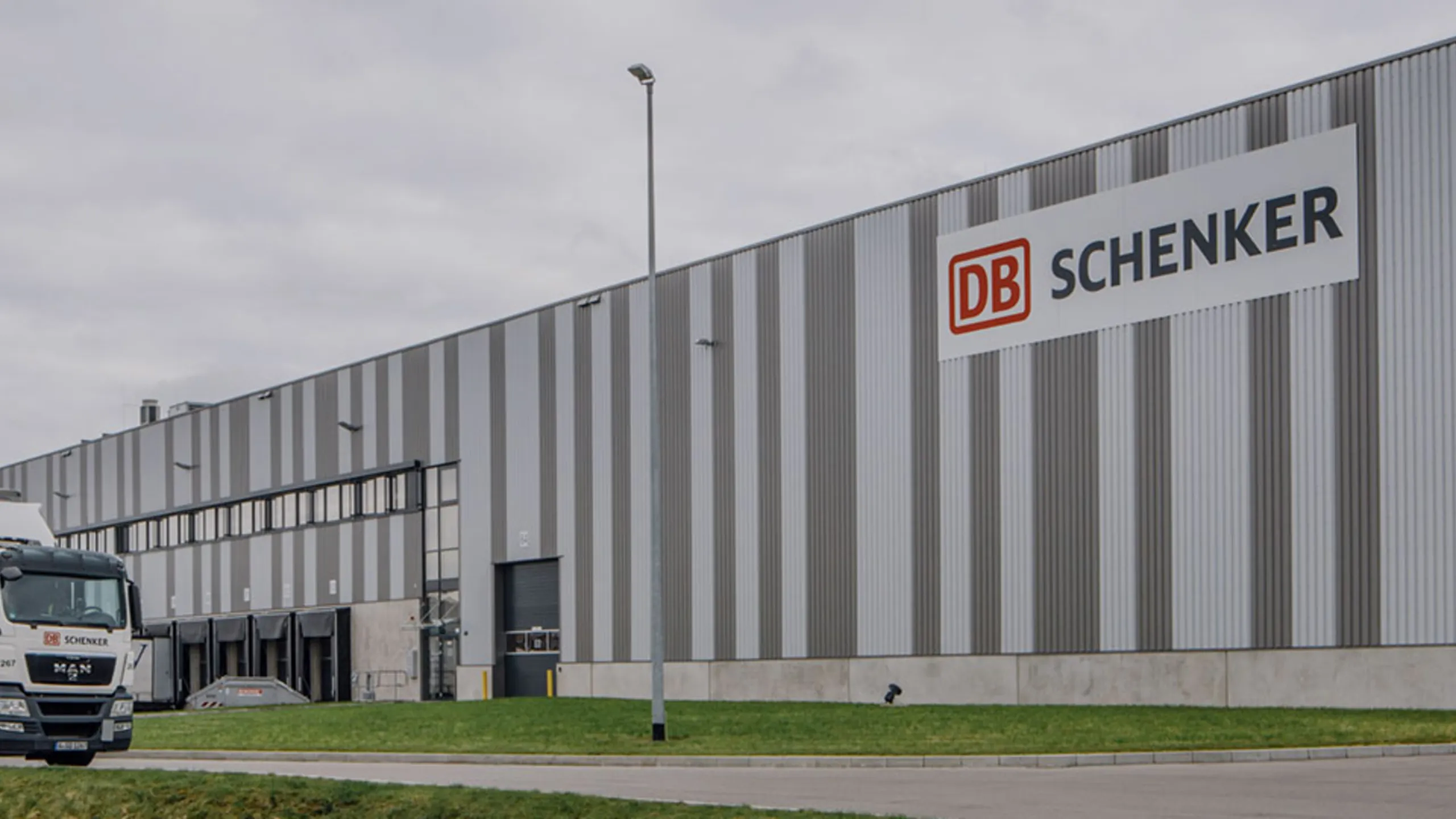 Truck in front of warehouse