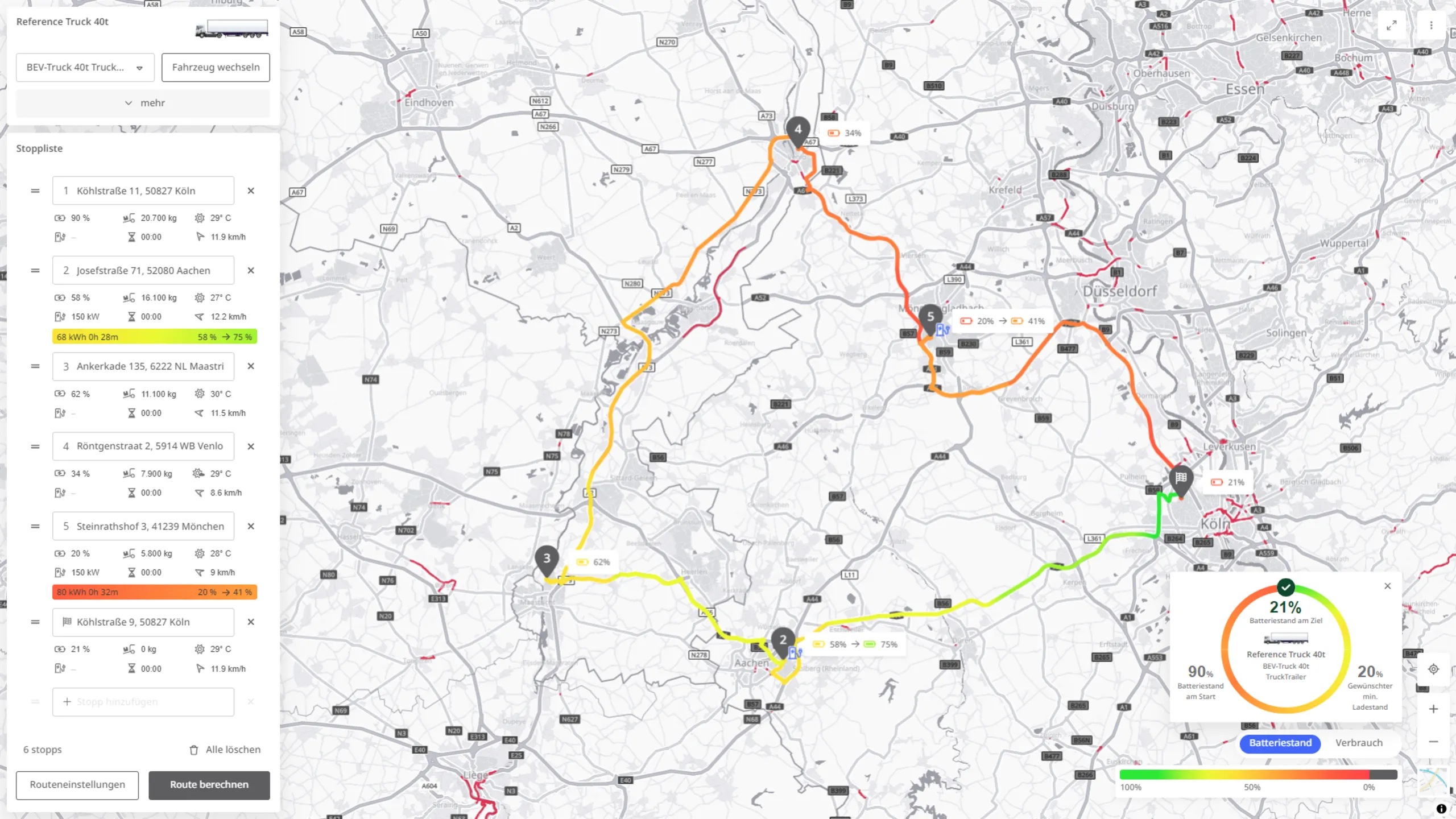 ptv ev truck route planning