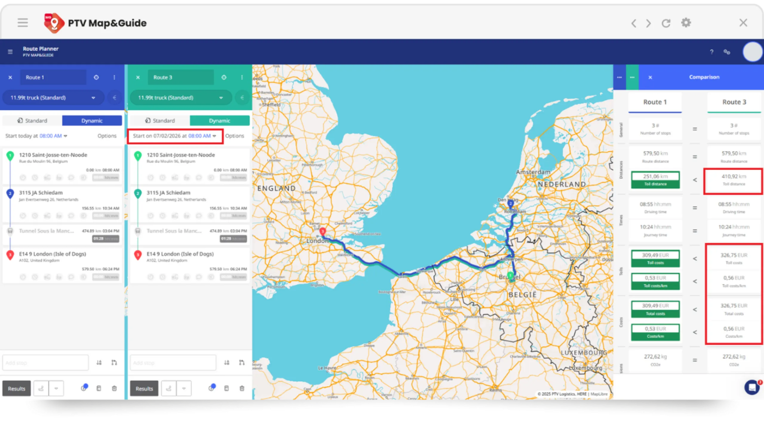 Next-gen truck route planning software | PTV Map&Guide | PTV Logistics