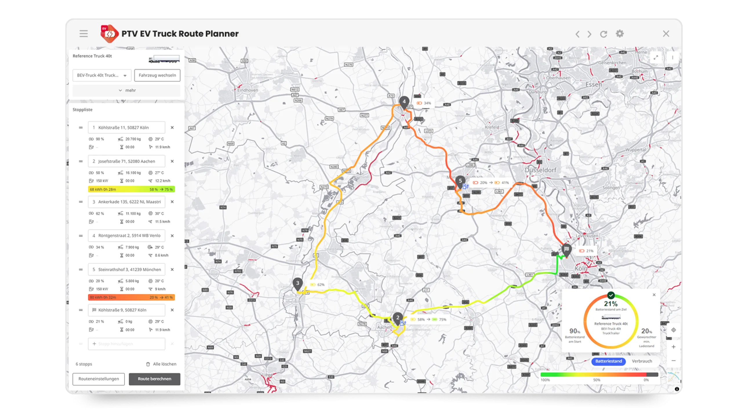 PTV EV Truck Route Planner | Real-time traffic