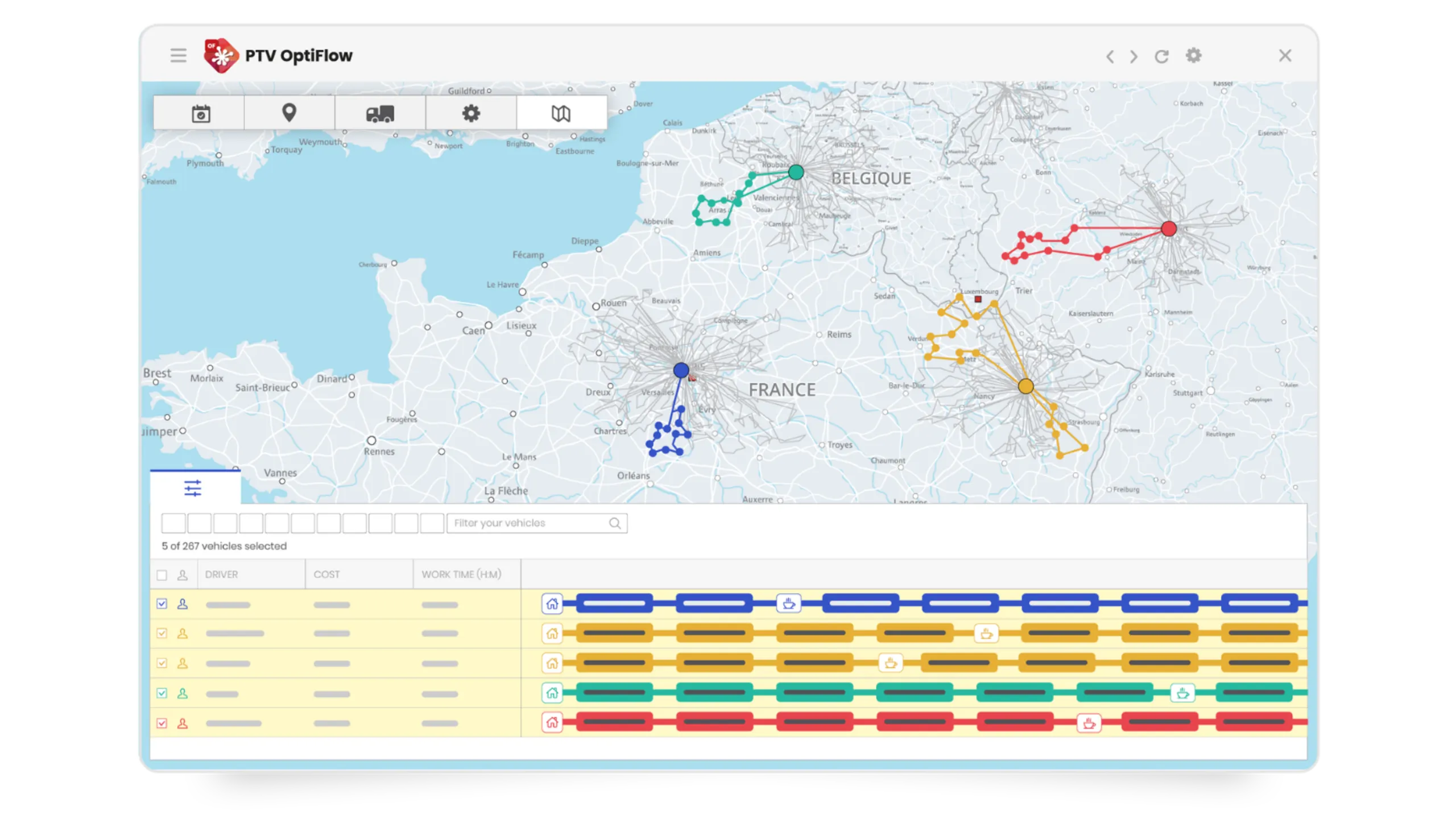PTV OptiFlow | Routes of your drivers