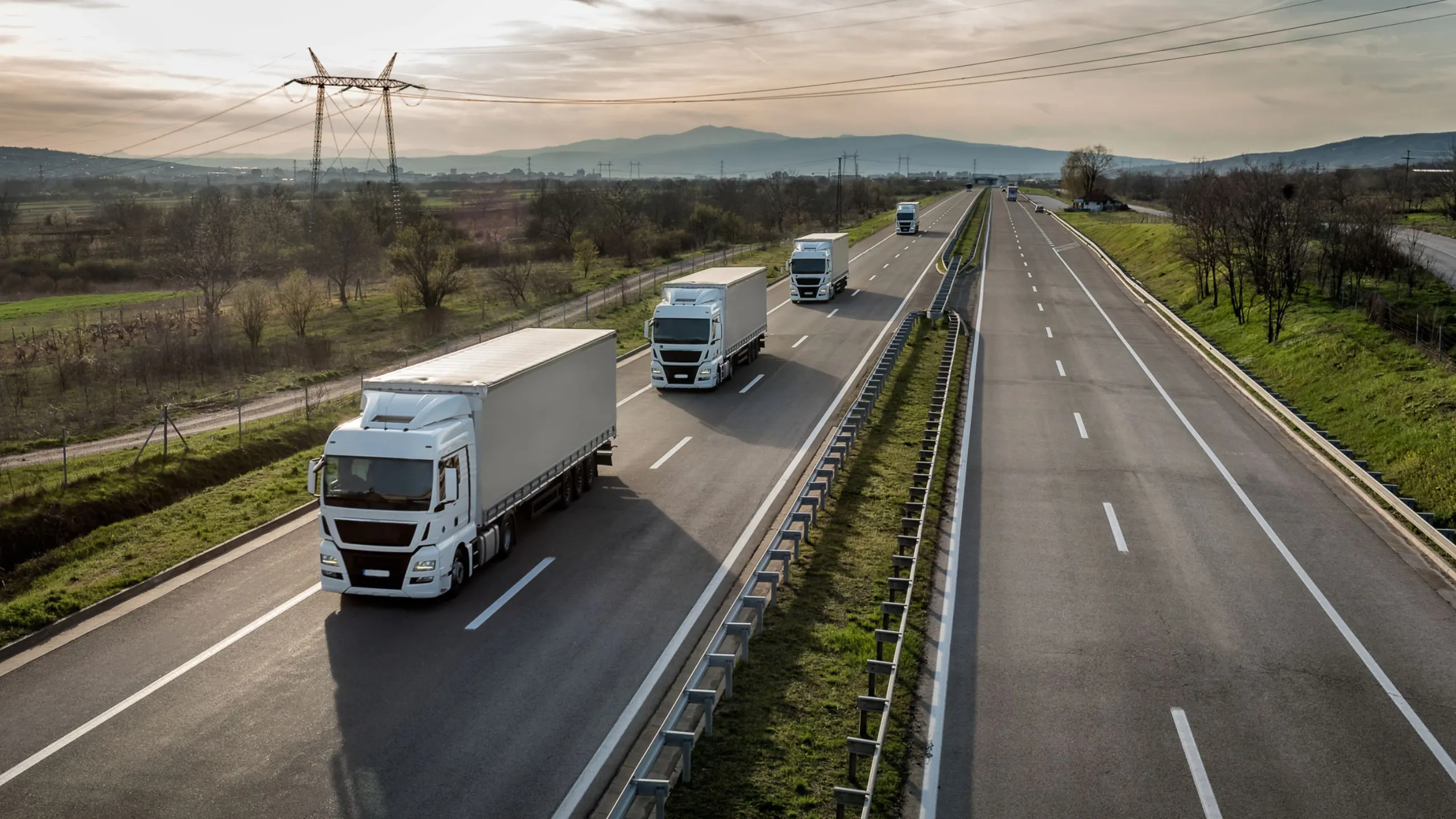 Trucks driving on the road