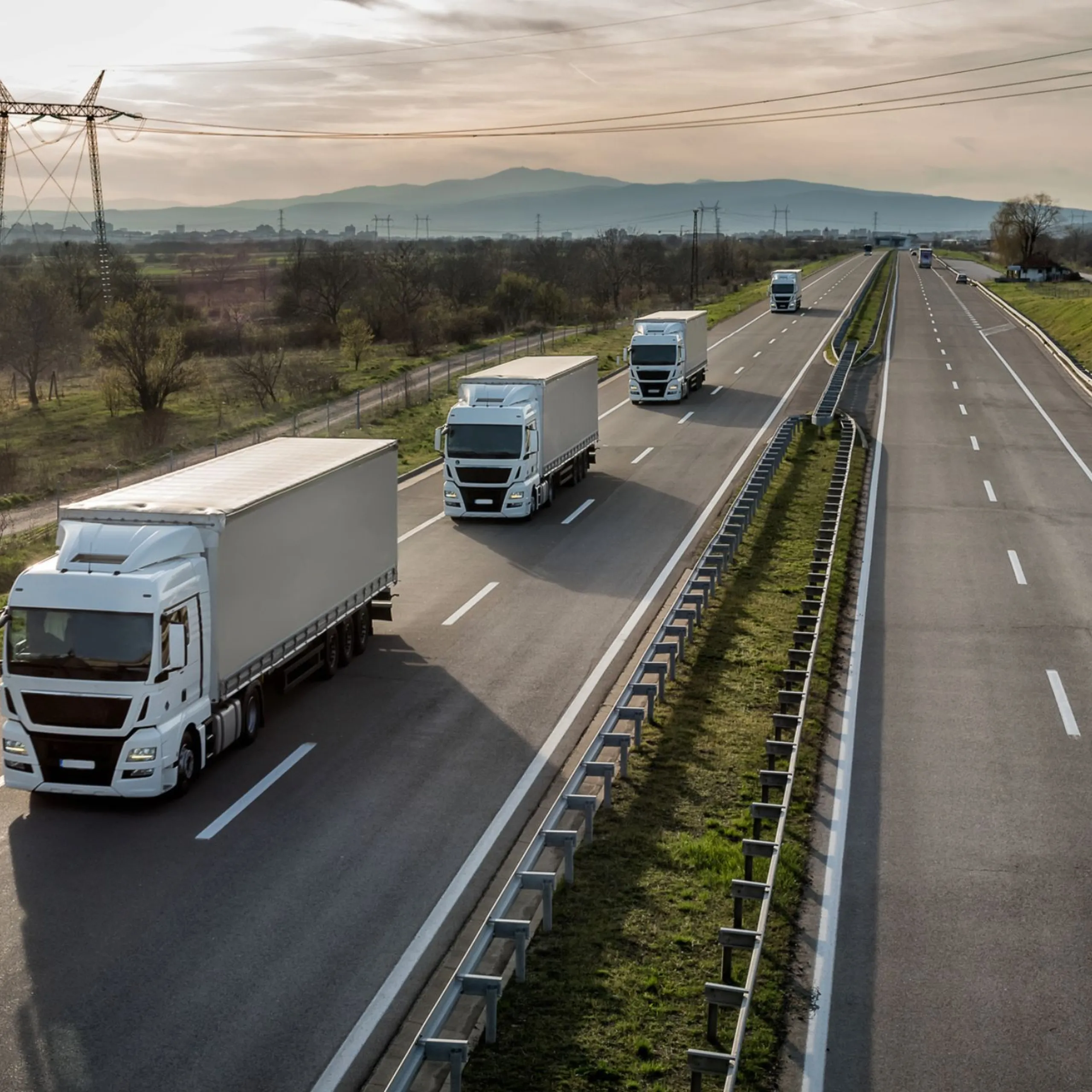 Trucks driving on the road