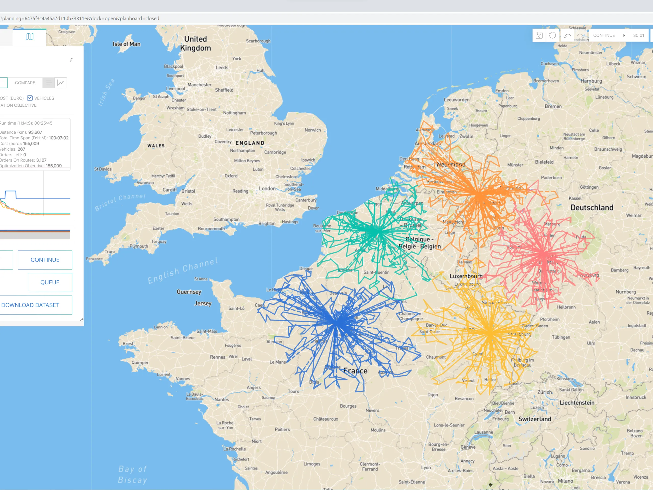 OptiFlow planning routes