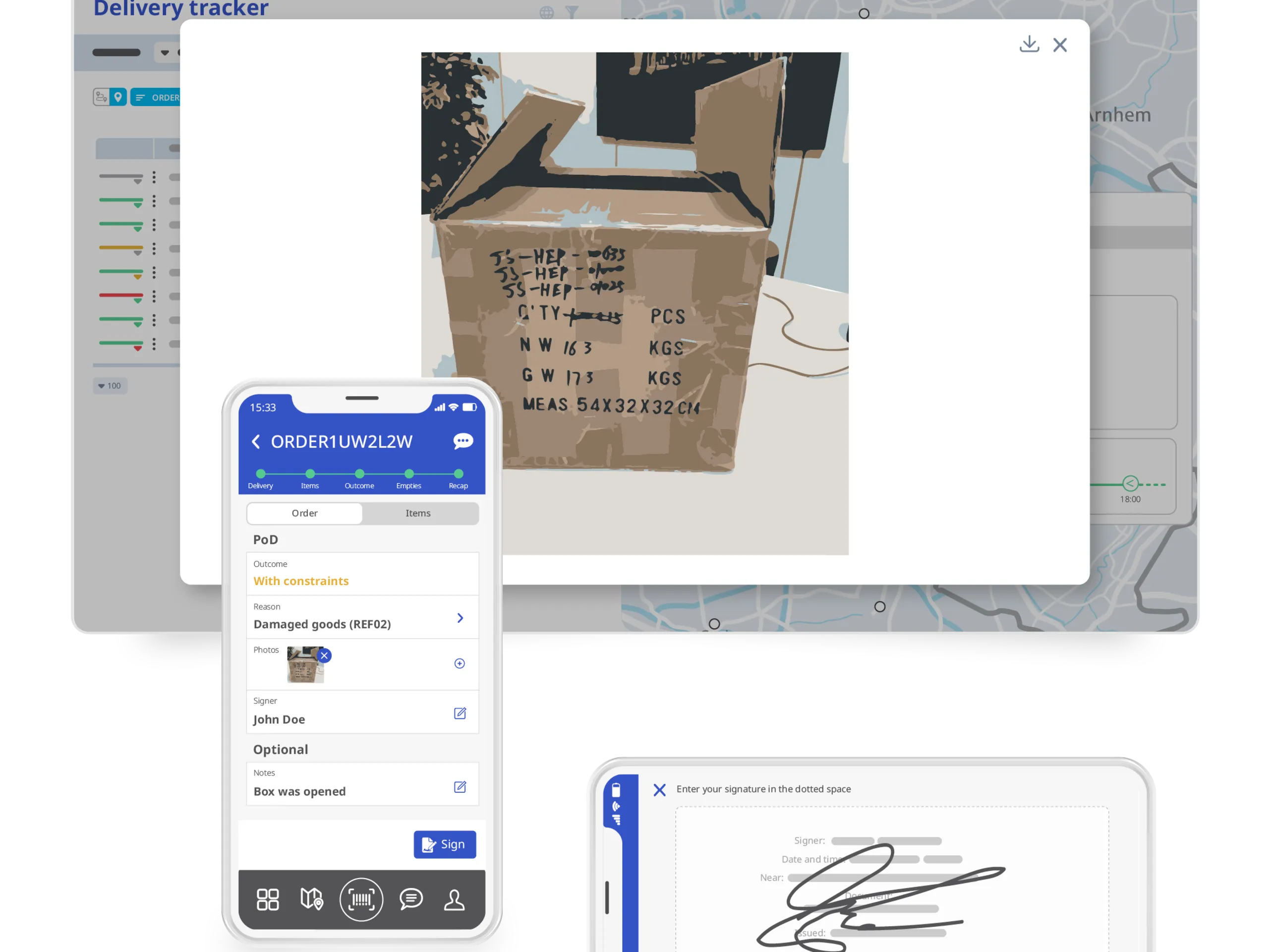 PTV Axylog | Proof of Delevery | Sign on glass