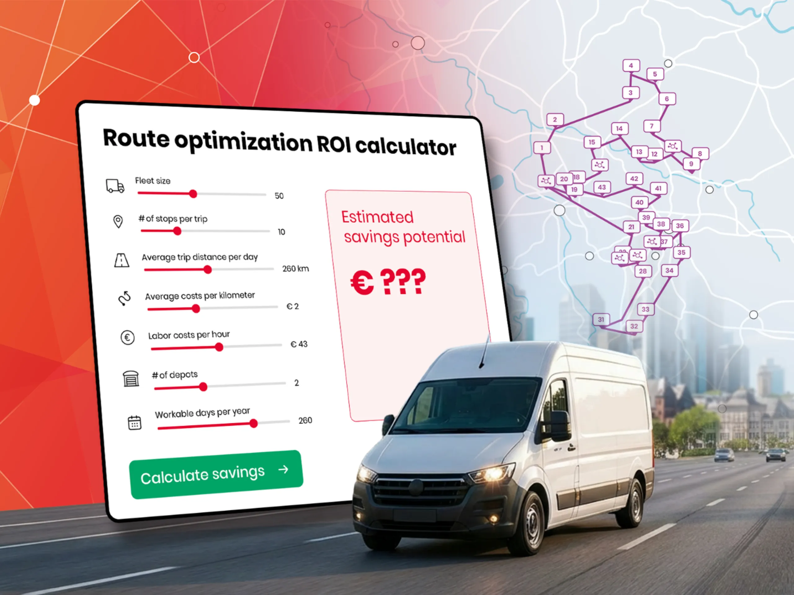 Route optimization potential savings calculator