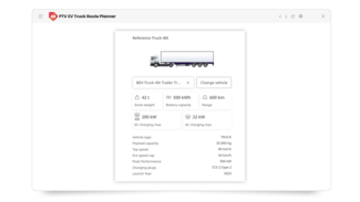 PTV EV Truck Route Planner | Vehicle details